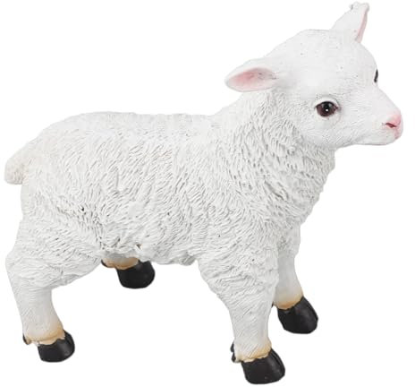 Miokycl Schaf-Statue, Handgefertigt, Lebensechte Lamm-Figur, Kunstharz-Gartenskulptur Innen- und Außendekoration (Stehen)