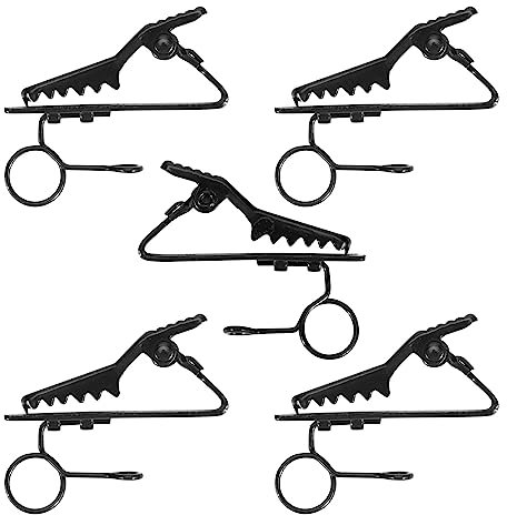 Kuuddker 5 Pieces Anneau Mini Porte-Clip de Microphone de 7,5 mm Pince a Cravate Clip de col Pratique (Noir)