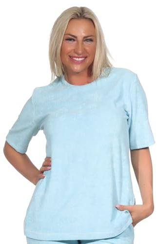 Damen Kurzarm Frottee Schlafanzug Oberteil Pyjama Shirt Mix & Match - ideal zu kombinieren