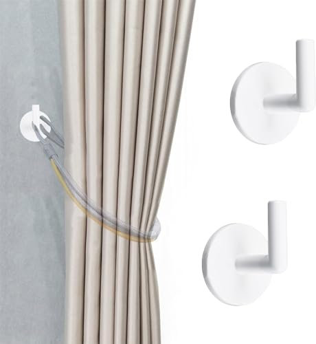 INCREWAY 2 fermatende autoadesivi da parete, non lasciano traccia, in metallo, ganci da parete, ganci per tende, per decorazione domestica, colore bianco