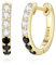 GAVU Damen Kristall Ohrringe Silber 925 Creolen mit schwarzen Zirkonia Gold Ohrschmuck