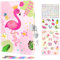 WERNNSAI Kindertagebuch-Set für Mädchen, Flamingo-Tagebuch-Set - Kinder-Tagebuch mit Goldfolie und Schloss und Schlüssel, Flamingo-Tagebuch für Mädchen mit Stift und Aufklebern, privates Tagebuch