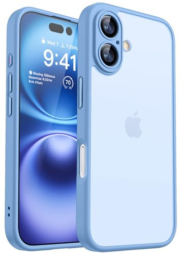 CANSHN Matte for iPhone 16 Case, Upgraded [Full Camera Protection] [Translucent Matte] Shockproof Protective Phone Case for iPhone 16 6.1 - Light Blue