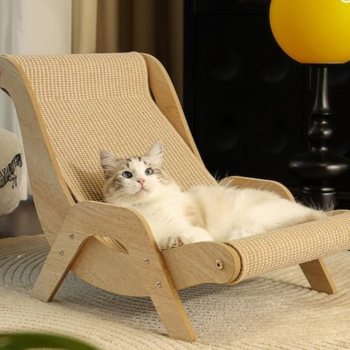 Jiimhte Katzenbett Sisal Stuhl - Erhöhtes Sofa Aus Katzenstuhl Lounge Balkon Hochbett Mit Hammock Katzenkratz Loungesessel Für Hunde Und Katzen Pool Zuhause