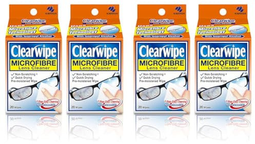 CLEARWIPE Microfibre Lens Cleaner with Isopropyl Alcohol - 40 Wipes (Pack of 2)