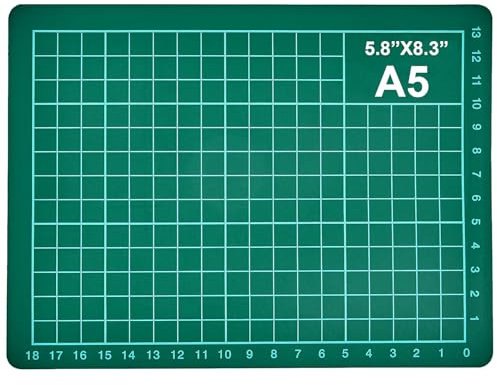 ATEK A5 Cutting Mat, Double Sided 5-Ply Cutting Board Craft, Non-Slip Self Healing Cutting Mat for Craft, Fabric, Quilting, Sewing, Scrapbooking - Printed Grid Lines (15cm x 21cm)