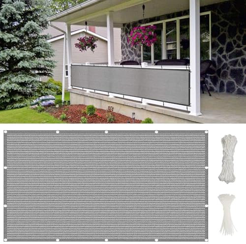 Pantalla para Balcón 350 x 100 cm Ligera, Resistente a La Intemperie, Privacidad de Balcón y Pantallas Protectoras Rectangular, para Jardín Condominio Piscina, Gris Claro