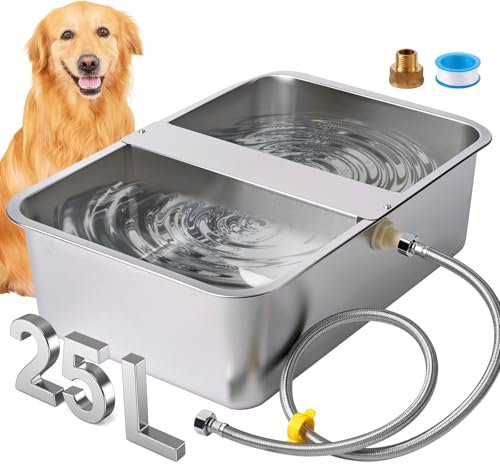 Bebedero AutomáTico para Perros, 25L para Razas Grandes, Abrevadero Inoxidable para Perros, Bebedero para Mascotas, Dispensador AutomáTico Extragrande para Gatos, Gallinas y Ganado