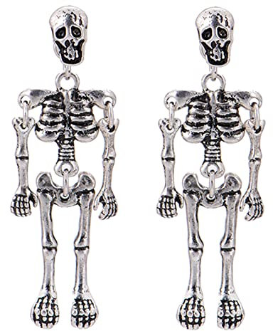 Ohrringe für Damen, 1 Paar, modische Skelett-Roboter-Ohrringe, Punk, Gothic, langer Totenkopf-Ohrhänger, Halloween-Schmuck, Geschenke, Metall