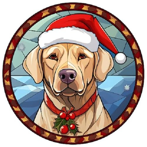 Dog Christmas Baubles Stained Glass Design, Great Tree Decoration, 6cm (Labrador) Other Breeds Available. (Acrylic Bauble, not made from stained glass) Great Secret Santa Gift