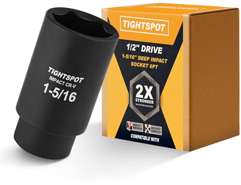 TIGHTSPOT 1/2 Drive 1-5/16 Inch Deep Impact Socket, 6-Pt, CRV Steel