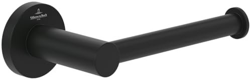 Villeroy & Boch Elements - Tender Toilettenpapierhalter ohne Deckel, Klopapierhalter für Wandmontage, Klorollenhalter aus Zink, WC-Papierhalter rund, Matt Black