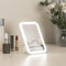 Kintion 15,5 x 10,7 cm Spiegel mit Beleuchtung, LED Tragbarer Tischspiegel, Dimmbare 3 Farbmodi, Wiederaufladbarer Schreibtisch-Kosmetikspiegel für Handtasche, Geschenke für Mädchen, Weiß