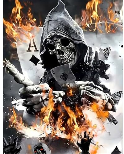 TDFERAN 40x50CM Painting Tete de Mort,Broderie Diamant Crane, Peintures de Pierres Précieuses Fantôme, Diamond Puzzle Horreur, Diamant Crâne, Peinture Artistique Sur Cristal Skull, Peinture Gothique