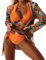 Women's Spaghetti Straps Bra Briefs Cover-Up Bikini Set 3 Piece Backless Bathing Suit Halter Neck Cheeky Swimwear Orange M
