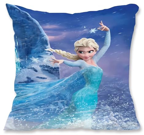 QDUODUO Kissenbezug für Kinder, Eisa Prinzessin Kopfkissenbezug Cartoon Kissenhülle, Plüsch Zierkissenbezüge mit Doppelseitigem Muster und Verdecktem Reißverschluss für Bett Sofa Stuhl Auto, 45x45cm