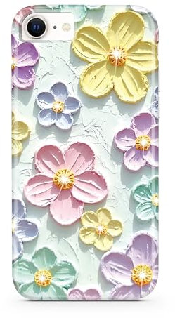 JIAXIUFEN Schutzhülle für iPhone SE 2022, iPhone SE 2020, glitzernd, Retro-Ölgemälde, Blumendesign, schlank, stoßfest, Schutzhülle für iPhone 6/6S/7/8/SE, Mintfarben