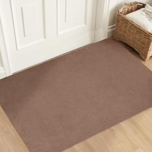 Aoxisicoo Schmutzfangmatte 80x120cm,Superdünn InnenFußmatte,Saugfähiges Rutschfester Teppich,strapazierfähige Türmatte,Für Eingangsbereich,Küche,Terrasse,Haustür,Braun