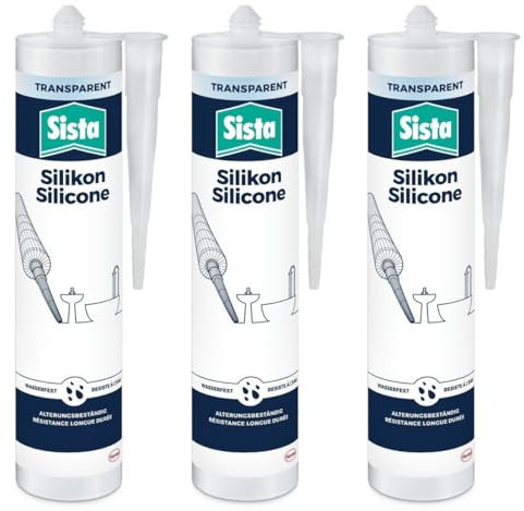 Sanitär Silikon für Innen Transparent Bad und Küche - Schimmelressistent - UV und Witterungsbeständig - Perfekt für Badewannen, Waschbecken Toiletten (3 x 280ml)