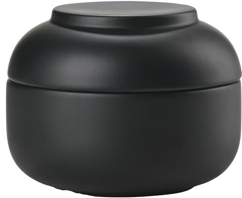 Zone Denmark Sensu Keramikdose mit Deckel fürs Bad, Deko Badezimmer, Badezimmer Organizer, Hübsche Dose für Aufbewahrung, aus Keramik, Durchm. 10 cm, Höhe 7,5 cm, Schwarz