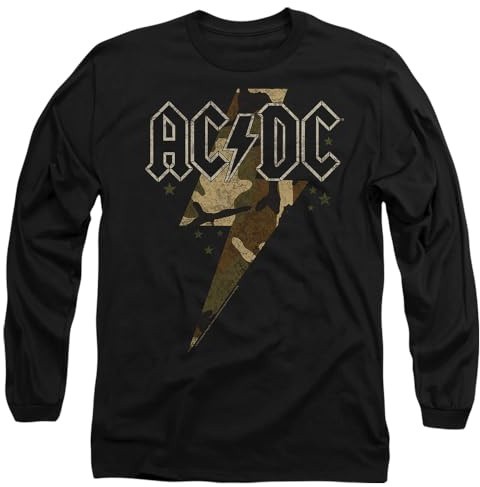 ACDC Camo Bolt Mens Long Sleeve T Shirt, Black, Large