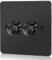 Aroidful 220-240V LED Dimmer Switch, Trailing Edge Double Dimmer Light Switch for Dimmable LED/Incandescent/Halogen, Rotary Push On/Off, 2 Gang 1 Way/2 Way, 5-200 W (Black)