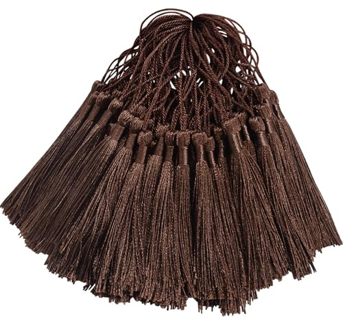 100 Stück 13cm Quasten Anhänger Handgefertigt DIY Basteln-Dunkelkaffee | Hängend Quasten Geschenk für Lesezeichen,Schmuckherstellung,Tasche,Schlüsselanhänger Deko,Girlande und Party Zubehör