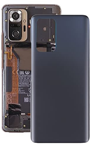 Cubierta trasera de batería compatible con Xiaomi Redmi Note 10 Pro/Redmi Note 10 Pro Max/Redmi Note 10 Pro India, juego de reparación de repuesto para Note 10 Pro/Note 10 Pro Max (negro)
