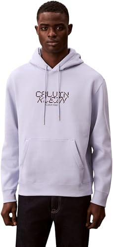 Calvin Klein Uomo Felpa con Cappuccio Fleece Graphic con Tasca a Marsupio, Blu (Casual Blue), XL