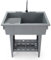 Fregadero de lavandería de plástico independiente con tablero de lavar - 80*56*81cm Tina de fregadero de utilidad con grifo frío, kit de drenaje y mangueras para uso interior/exterior en lavandería,