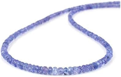 Halskette aus natürlichem Tansanit, 4 mm, runde Steine, Sterlingsilber, 45,7 cm, ideal für Frauen und Mädchen, Geschenk für Liebe, Hochzeitsschmuck, 4mm, Edelstein, Tansanit