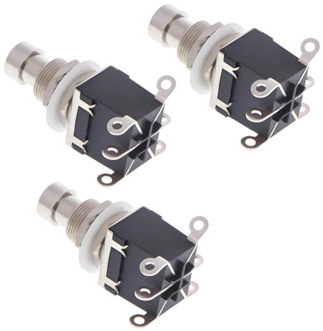 LKRXW 3 Stück DPDT 6-polig Gitarren Effektpedal Fußschalter True Bypass | Gitarrenschalter Momentschalter Gitarreneffekt Pedal Schalter Druckknopf Fußtaster AC 250V/3A 125V/6A