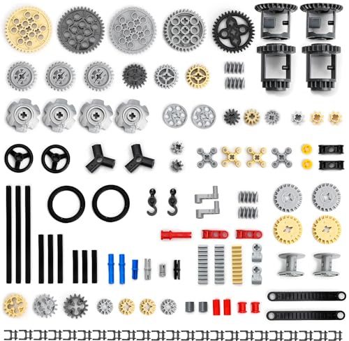 ZMDMAH Technik Zahnrad Set mit 116 Teilen Kompatible Klemmbausteine, Achsen, Zahnräder, Ketten & Pins Perfekt für MOC Projekte, DIY Roboter & Technik Fahrzeuge Lernspielzeug für Kinder & Erwachsene