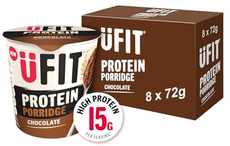 UFIT Chocolate Protein Porridge Pots Pack of 8 x 72g – Healthy Instant Breakfast – High Protein Oats – On-the-Go Meal