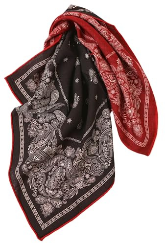 Prettystern doppelseitig doppelface bedrucktes Woll-seide 65 cm Seiden-Halstuch Bandana Wolltuch für Damen & Herren Frühling & Herbst