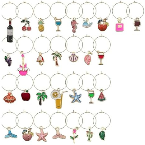 Sefdrert For Stem Glasses Wine Charms 30PCS Drink Identifiers Glass Markers Tags Beach Themed Party Supplies