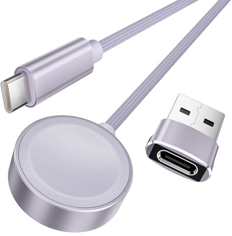 Elebase para Apple Watch Ultra 3 Charger,5W Cargador Magnético USB C Cable | Carga Rapida Cable de 1,2M y Adaptador USB A 2 en 1,Cargador inalámbrico Portátil Tipo C Compatible con iWatch 11 10 9 8 7,SE