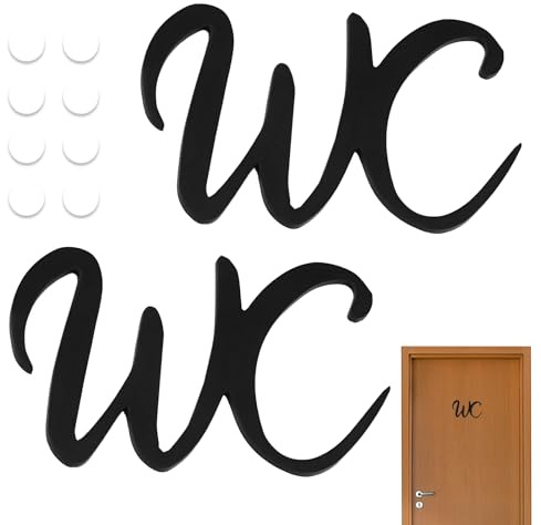 Menibeuty 2PCS WC Schild Selbstklebend, Gäste WC Schild, Toilettenschild, Toiletten Schriftzüge, Wcschilder, Wcaufkleber, Selbstklebend Wcaufkleber Tür, Deko Innen Außenbereiche Toilettentür