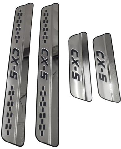 Voyoo Set Of 4 Car Door Sill Protectors for CX5 CX-5 2017-2023, Stainless Steel Kick Plates, Welcome Pedal, Non-Slip Car Styling Decoration Accessories