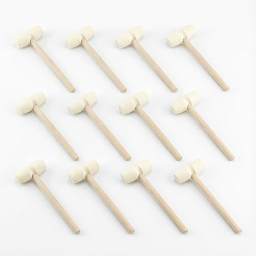 12 Pack Mini Hammer, Wooden Mallet,14.6CM | Small Hammers for Breakable Heart, Seafood Cracker, Dessert Cake & Valentine Party Favors