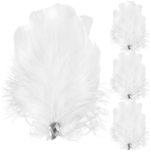 POPETPOP Barrettes Légères et Élégantes 4 Pièces Accessoires Cheveux Plume Blanche Brillants et Minimalistes Mariage pour Femmes pour Mariage ou Anniversaire