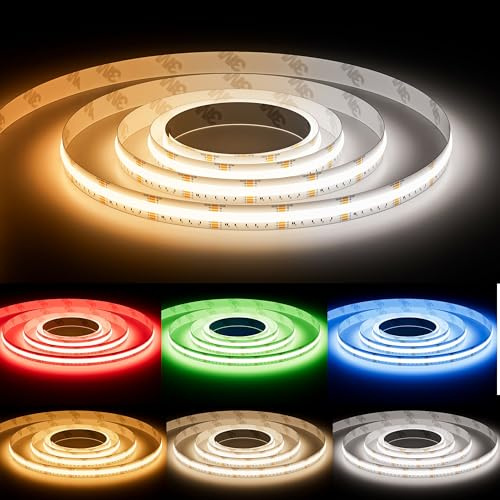 PAUTIX COB LED Streifen RGB+WW/CW 10m,RGB+CCT 2700K–6500K Einstellbare Farbtemperatur LED Strip Lights 24V 840LEDs/m Farbwechselnde LED Band für Bar,Party,DIY Dekoration(Ohne Netzteil und Controller)