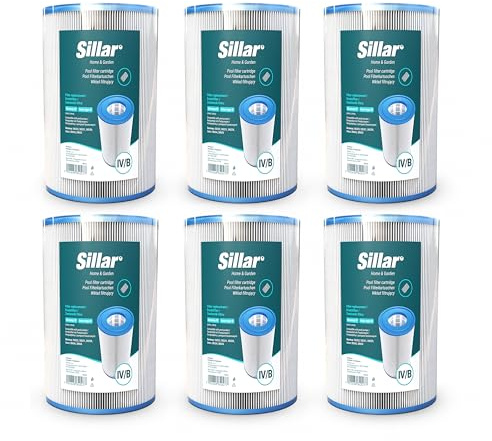 Sillar 6 Cartucce Filtranti Piscina Tipo IV/B per Bestway 58095 & Intex 29005, Filtro di Ricambio per Pompa Piscina e Spa, Cartuccia Filtrante per Acqua Pulita, 14,5 x 14,5 x 25,5 cm