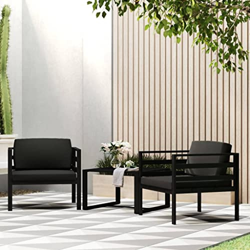 sephironlbb Einzelsofas 2 Stück mit Kissen, Aluminium Gartensofa Anthrazit, wetterfest, modular, Sitzgruppe für Terrasse Balkon Outdoor, inkl. Polster und Rückenlehne, platzsparend und langlebig