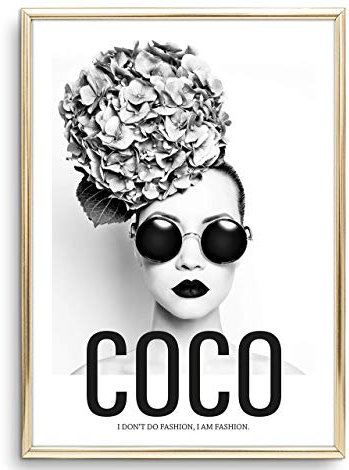 Tales by Jen Kunstdruck, Sprüche Poster: Coco - I don't do fashion, I am fashion | Stilvolles Premium Poster auf hochwertigem Papier | Moderne Wand Deko, Schwarz Weiß Home Interior | Ohne Bilderrahmen