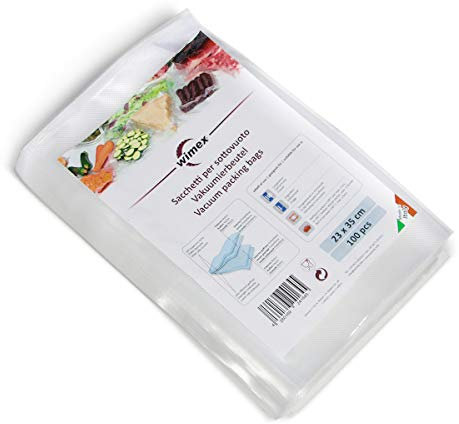 Wimex 100 Vakuumbeutel 23x35cm (35mt) | BPA Free | Sous Vide geeignet | stabile Schweißnaht | Wiederverwendbar | Kunststoff | Selbstklebend | Made in Italy