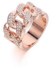 Ouran Promise Rings for Women, Rose Gold and Silver Plated with Cubic Zirconia Crystal Engagement Eternity Wedding Ring Best Gift for Friends