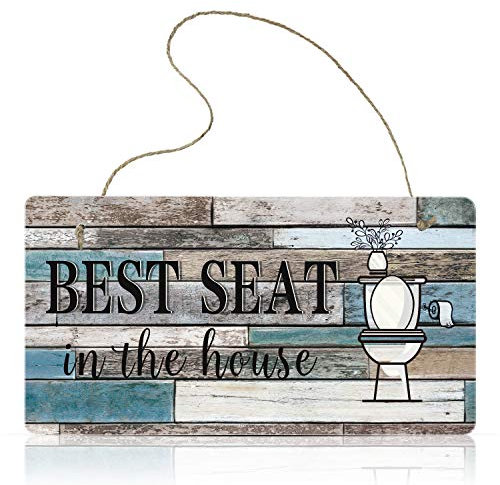 Funny Bathroom Decor Sign Best Seat in the House Wall Art Sign Hanging Wall Art Sign Home Bathroom Decor, 11.8 x 5.9 Inch