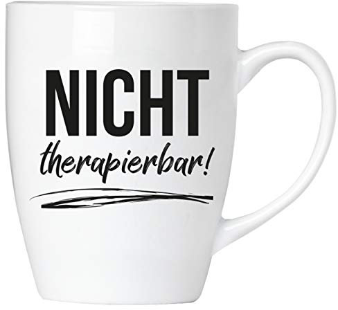 BRUBAKER - Nicht therapierbar! - Kaffeetasse aus Keramik - 300 ml - Kaffeebecher