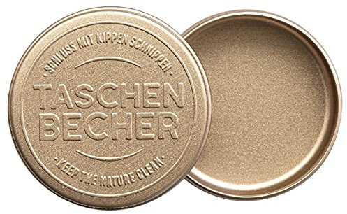Taschenbecher Taschenaschenbecher geruchsdicht Aschenbecher für unterwegs Reiseaschenbecher Aschenbecher to go (Black Matt/Light Gold) (Light Gold)